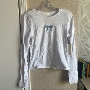 Frankee and Skylarr Blue Bow Long Sleeve Top